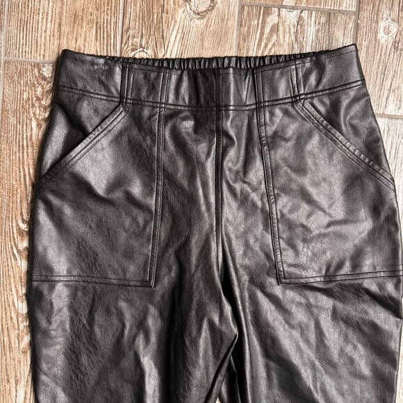 Spanx Faux Leather Jogger Pants Size Large Noir Black Vegan Utility Pocket 20283 - Picture 5 of 7